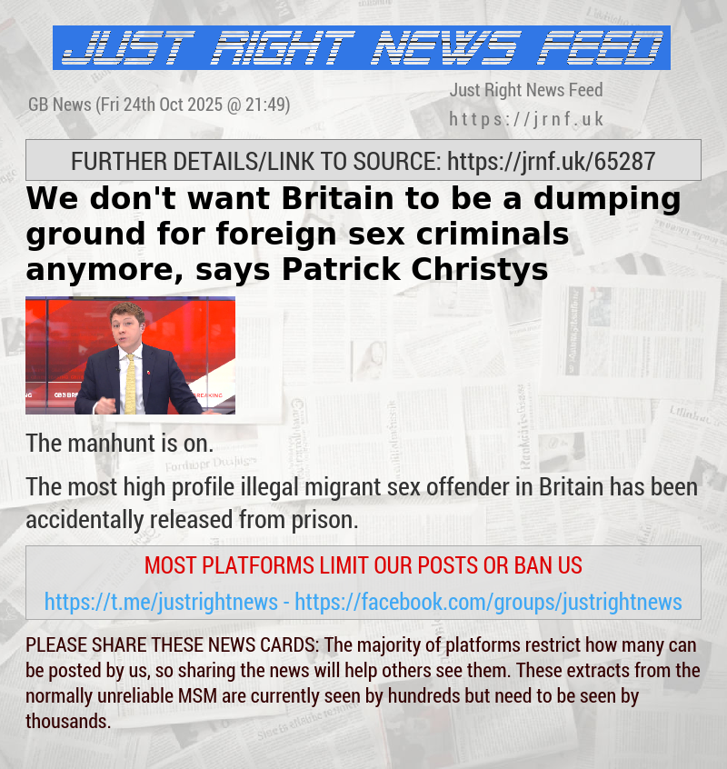 We don’t want Britain to be a dumping ground for foreign sex criminals anymore, says Patrick Christys