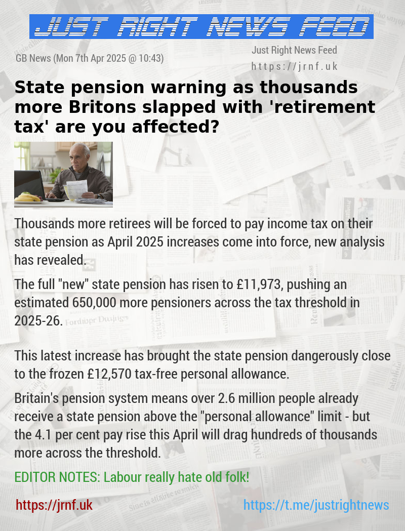 State pension warning as thousands more Britons slapped with ’retirement tax’ — are you affected?