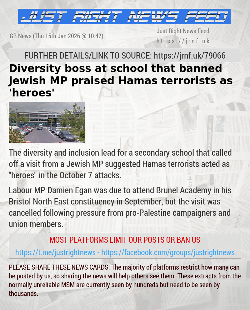 Diversity boss at school that banned Jewish MP praised Hamas terrorists as ’heroes’