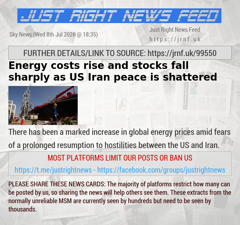 Energy costs rise and stocks fall sharply as US—Iran peace is shattered
