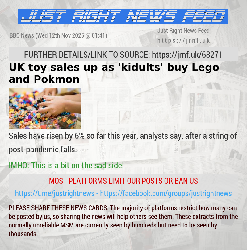 UK toy sales up as ’kidults’ buy Lego and Pokémon