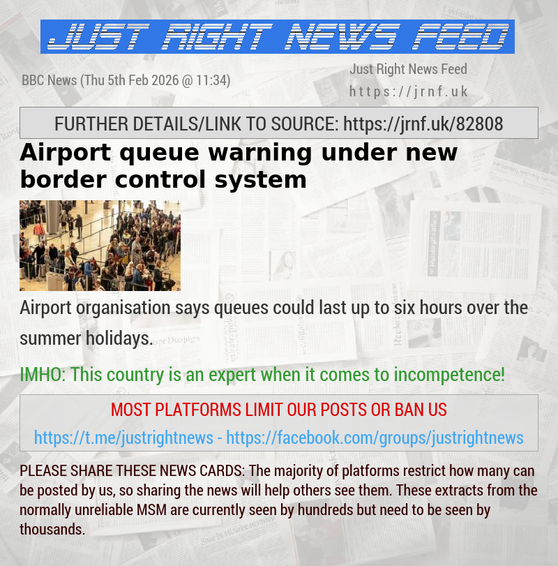 Airport queue warning under new border control system