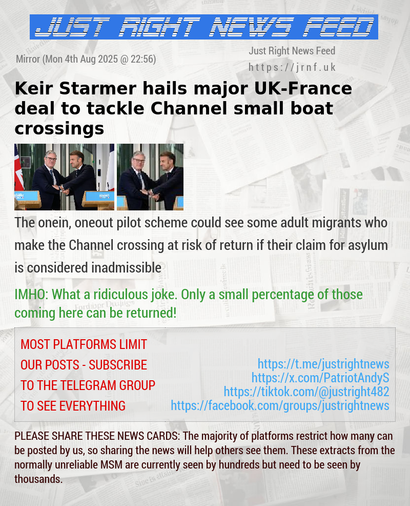 Keir Starmer hails major UK—France deal to tackle Channel small boat crossings