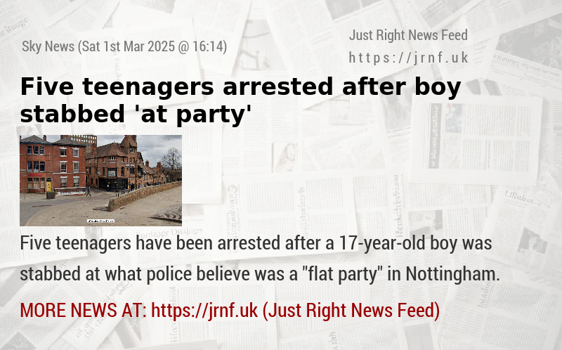 Five teenagers arrested after boy stabbed ’at party’