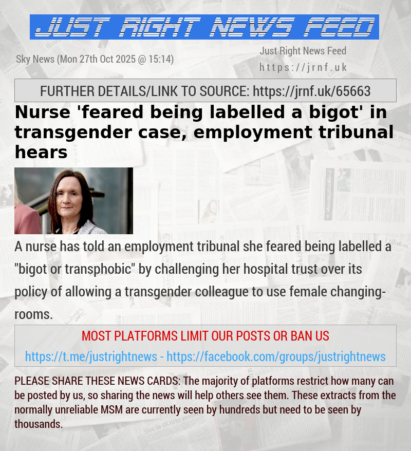 Nurse ’feared being labelled a bigot’ in transgender case, employment tribunal hears