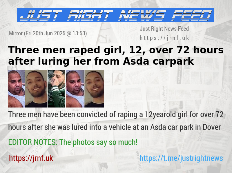 Three men raped girl, 12, over 72 hours after luring her from Asda carpark