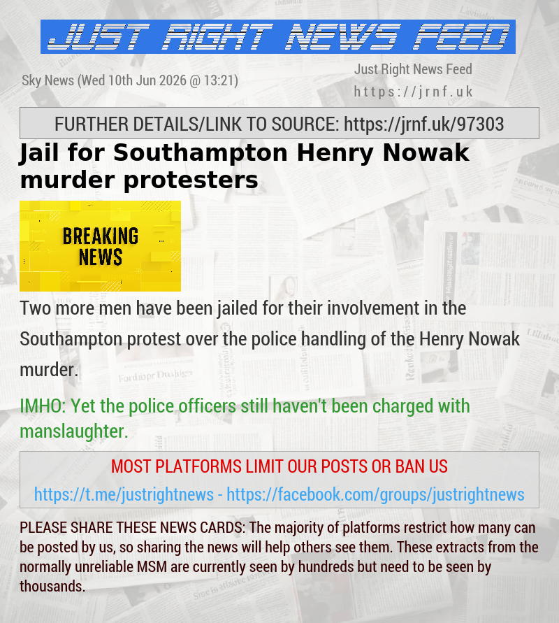 Jail for Southampton Henry Nowak murder protesters