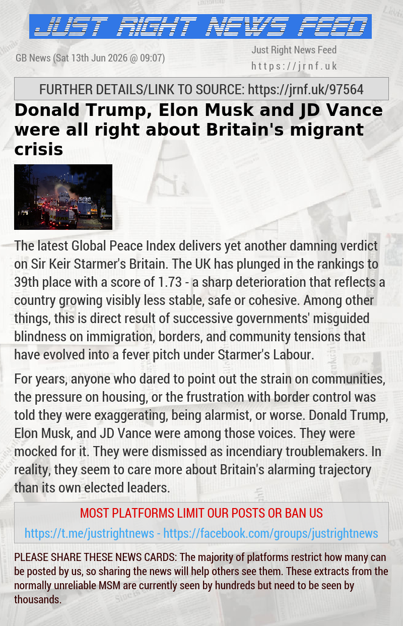 Donald Trump, Elon Musk and JD Vance were all right about Britain’s migrant crisis