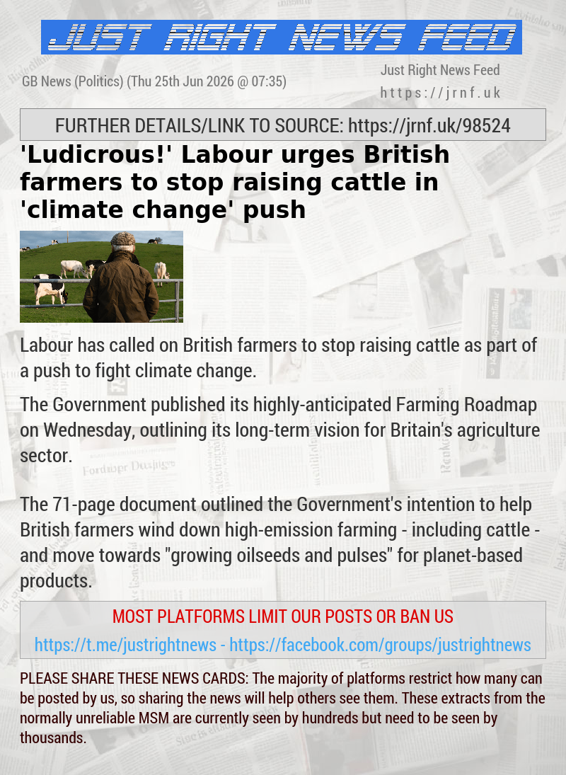 ’Ludicrous!’ Labour urges British farmers to stop raising cattle in ’climate change’ push