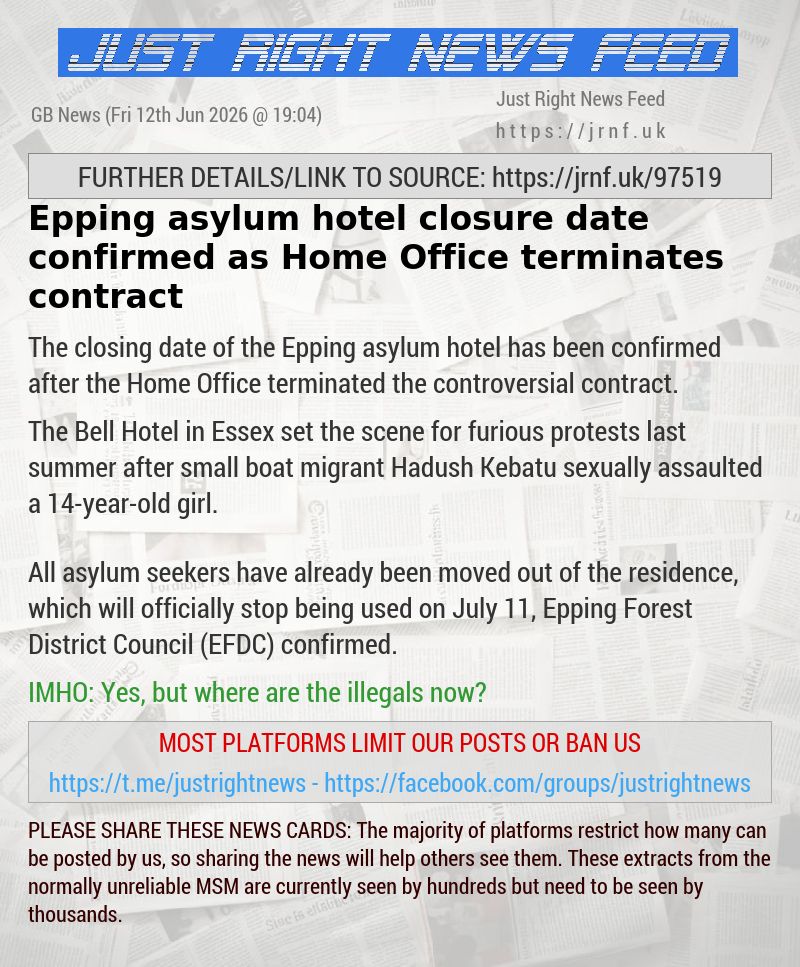 Epping asylum hotel closure date confirmed as Home Office terminates contract