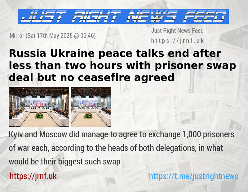 Russia—Ukraine peace talks end after less than two hours with prisoner swap deal but no ceasefire agreed