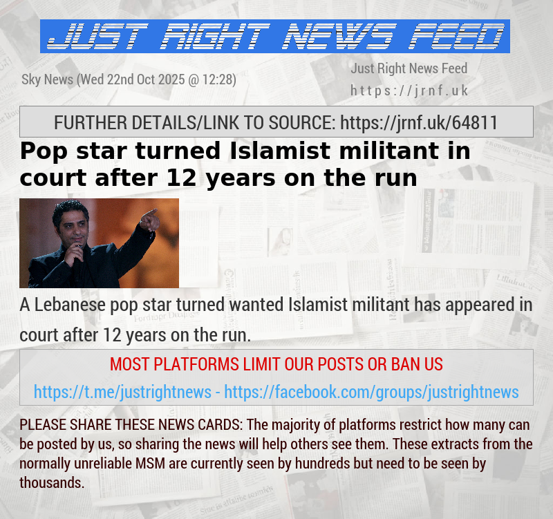 Pop star turned Islamist militant in court after 12 years on the run