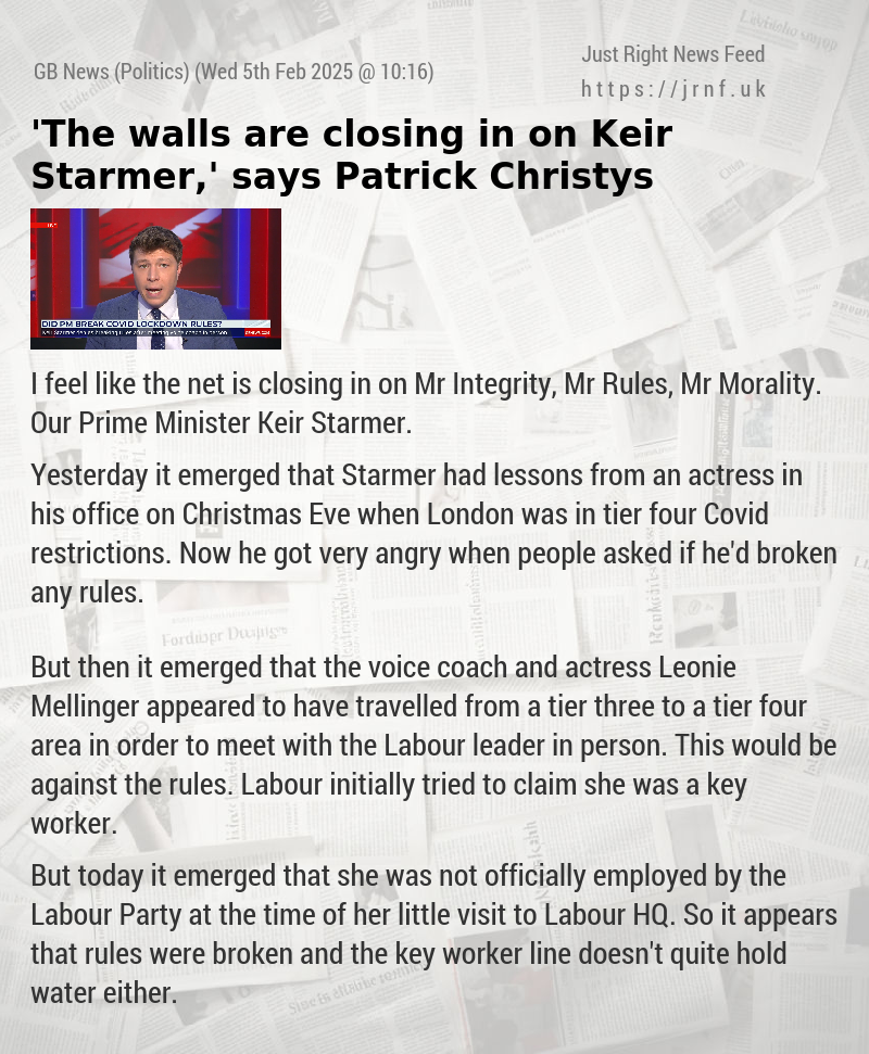 ’The walls are closing in on Keir Starmer,’ says Patrick Christys