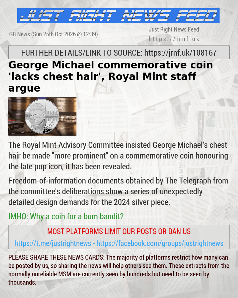 George Michael commemorative coin ‘lacks chest hair’, Royal Mint staff argue