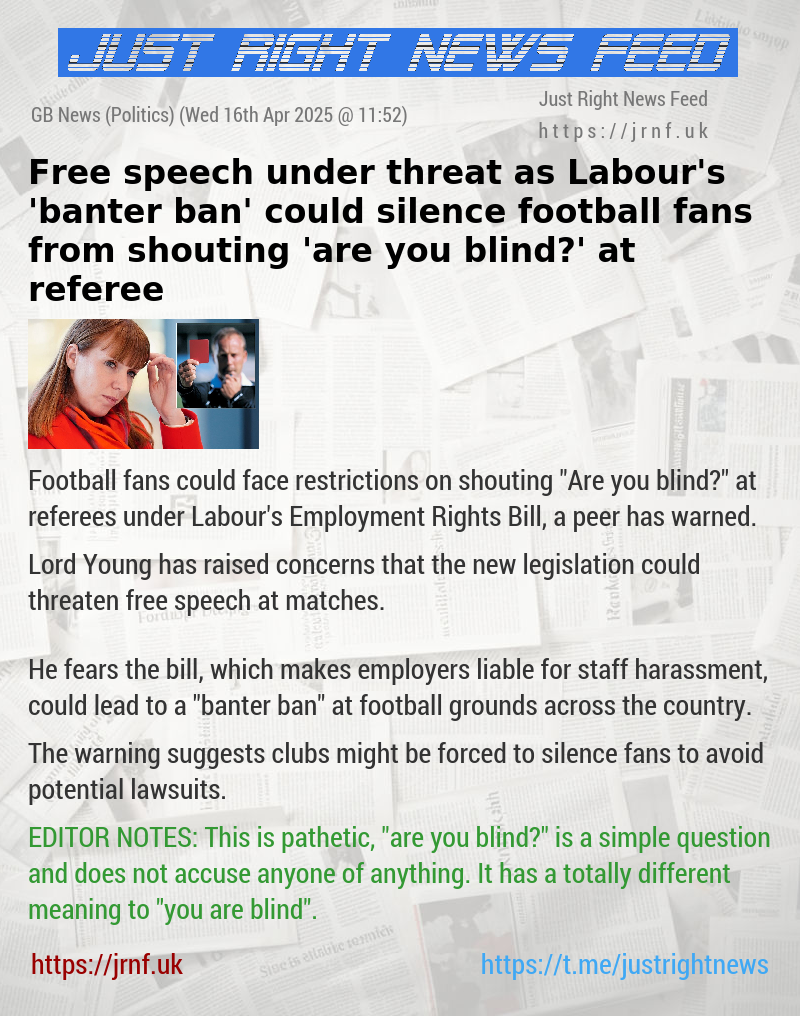 Free speech under threat as Labour’s ’banter ban’ could silence football fans from shouting ’are you blind?’ at referee