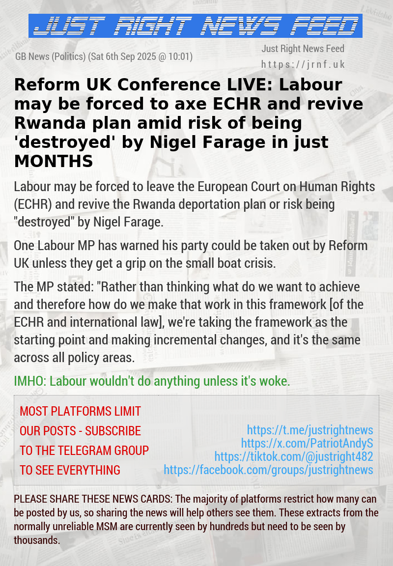 Reform UK Conference LIVE: Labour may be forced to axe ECHR and revive Rwanda plan amid risk of being ’destroyed’ by Nigel Farage in just MONTHS
