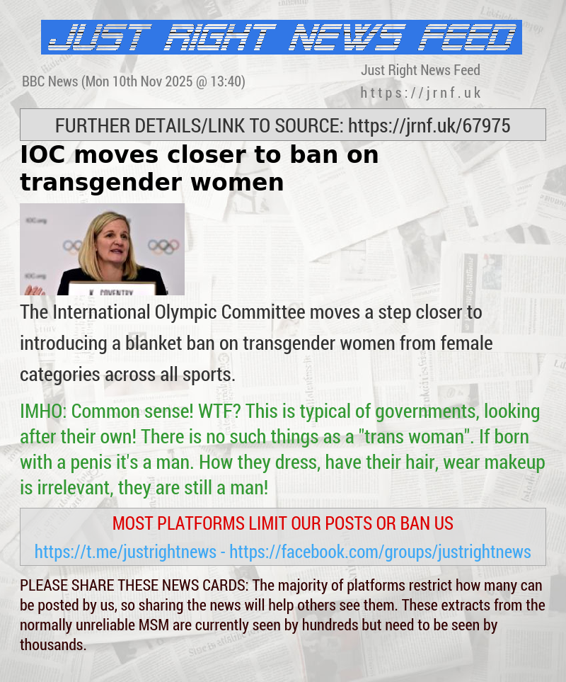 IOC moves closer to ban on transgender women