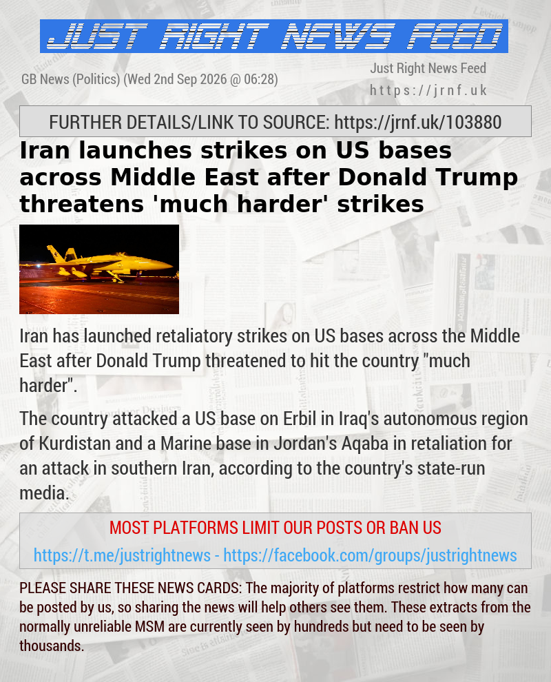 Iran launches strikes on US bases across Middle East after Donald Trump threatens ’much harder’ strikes