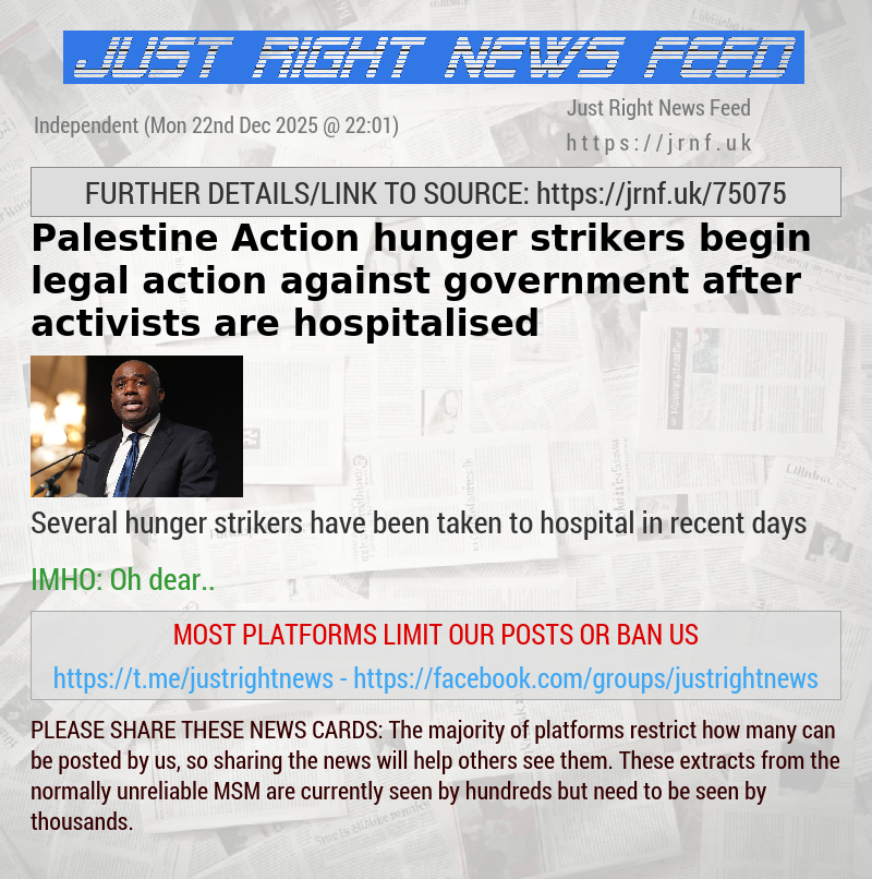 Palestine Action hunger strikers begin legal action against government after activists are hospitalised
