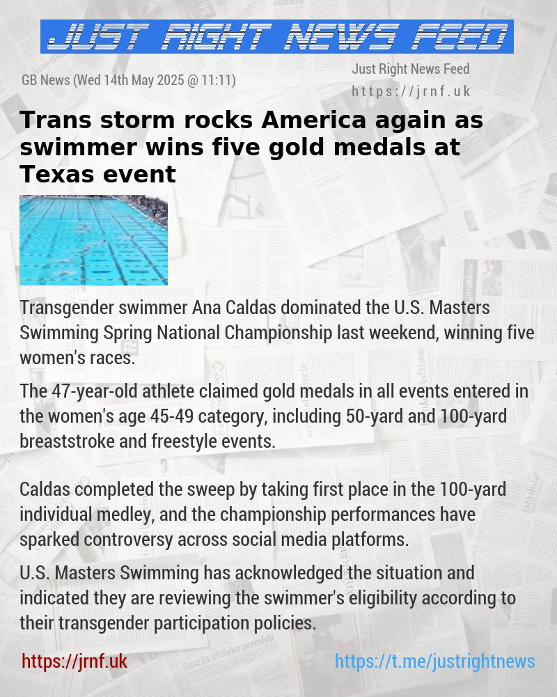 Trans storm rocks America again as swimmer wins five gold medals at Texas event