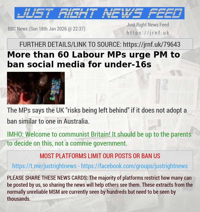 More than 60 Labour MPs urge PM to ban social media for under—16s