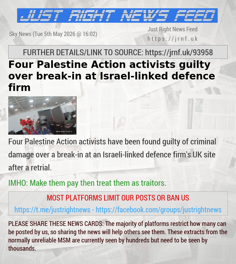 Four Palestine Action activists guilty over break—in at Israel—linked defence firm