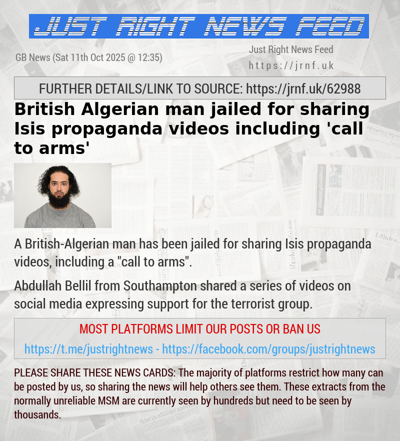 British—Algerian man jailed for sharing Isis propaganda videos including ’call to arms’