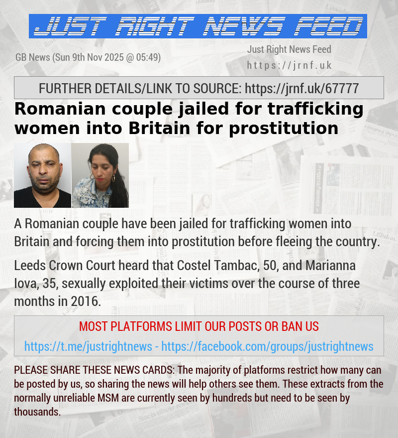 Romanian couple jailed for trafficking women into Britain for prostitution