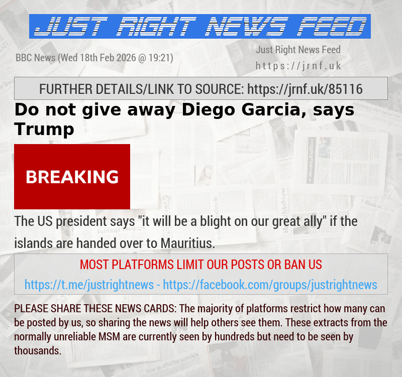 Do not give away Diego Garcia, says Trump