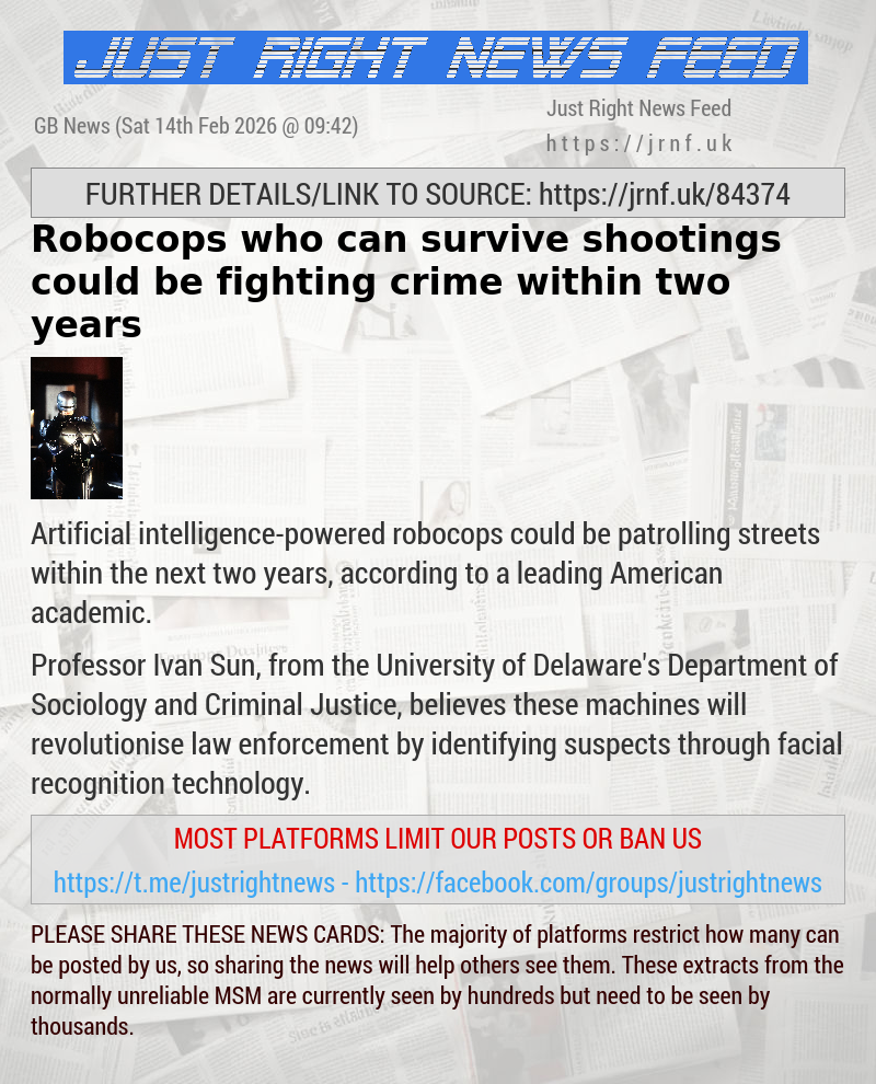 Robocops who can survive shootings could be fighting crime within two years