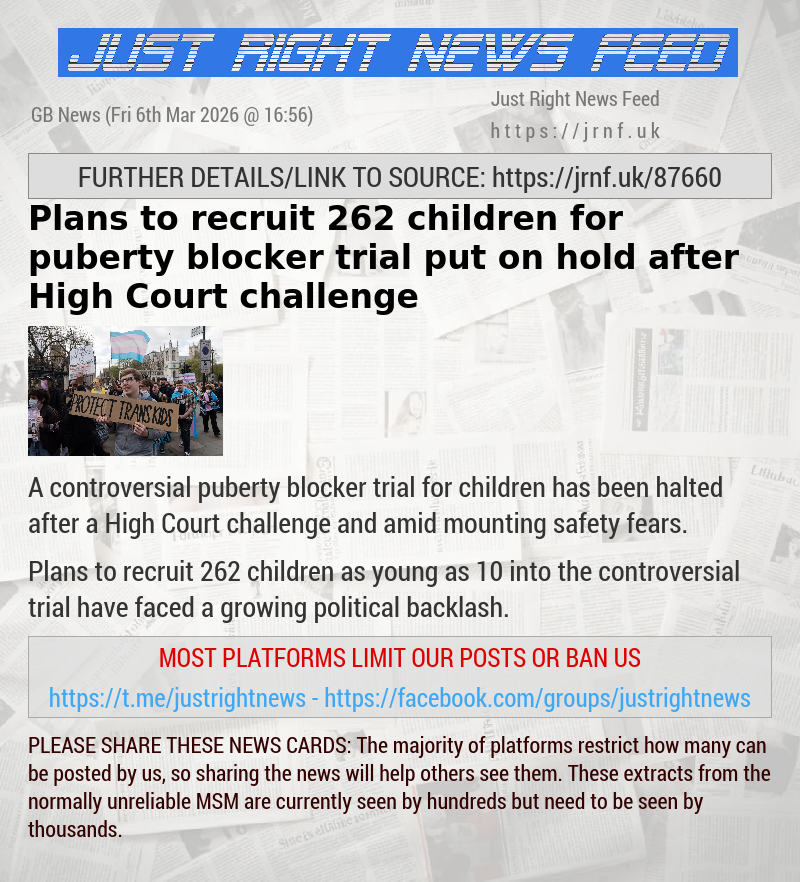 Plans to recruit 262 children for puberty blocker trial put on hold after High Court challenge