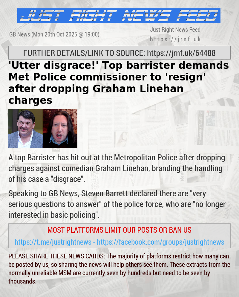’Utter disgrace!’ Top barrister demands Met Police commissioner to ’resign’ after dropping Graham Linehan charges