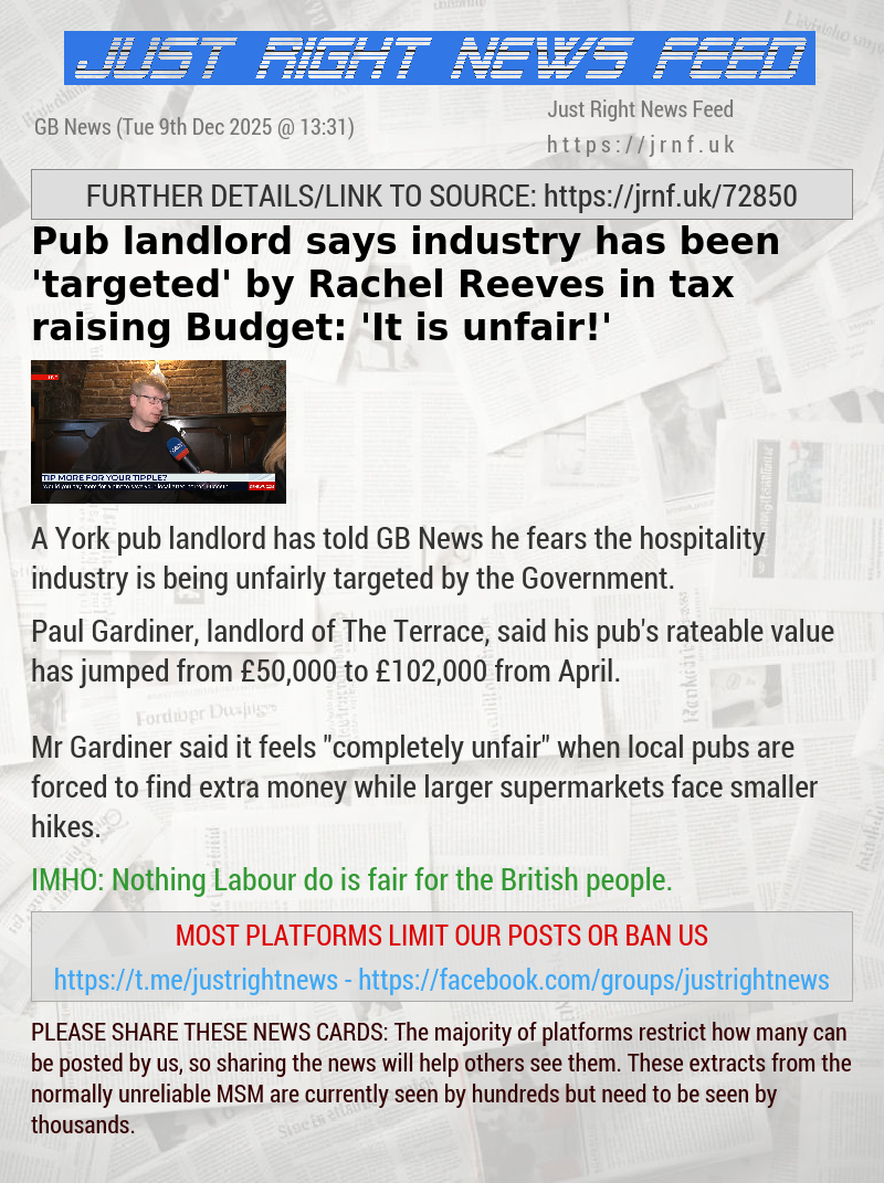 Pub landlord says industry has been ’targeted’ by Rachel Reeves in tax raising Budget: ’It is unfair!’