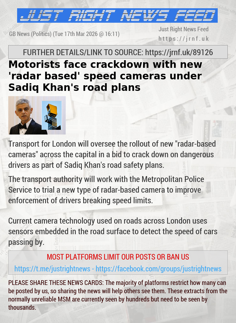 Motorists face crackdown with new ’radar—based’ speed cameras under Sadiq Khan’s road plans