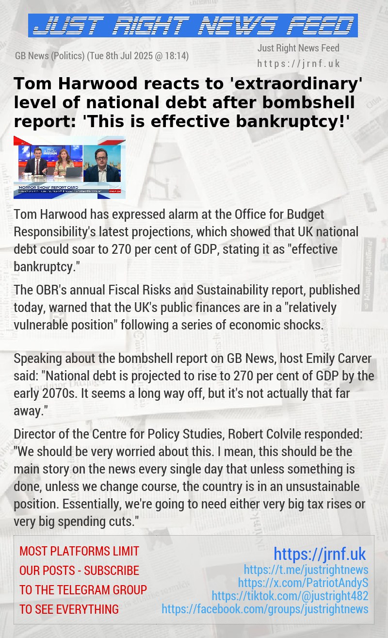 Tom Harwood reacts to ’extraordinary’ level of national debt after bombshell report: ’This is effective bankruptcy!’