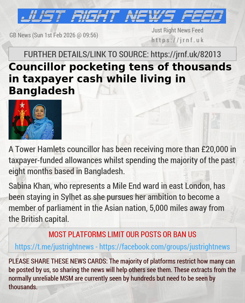 Councillor pocketing tens of thousands in taxpayer cash while living in Bangladesh