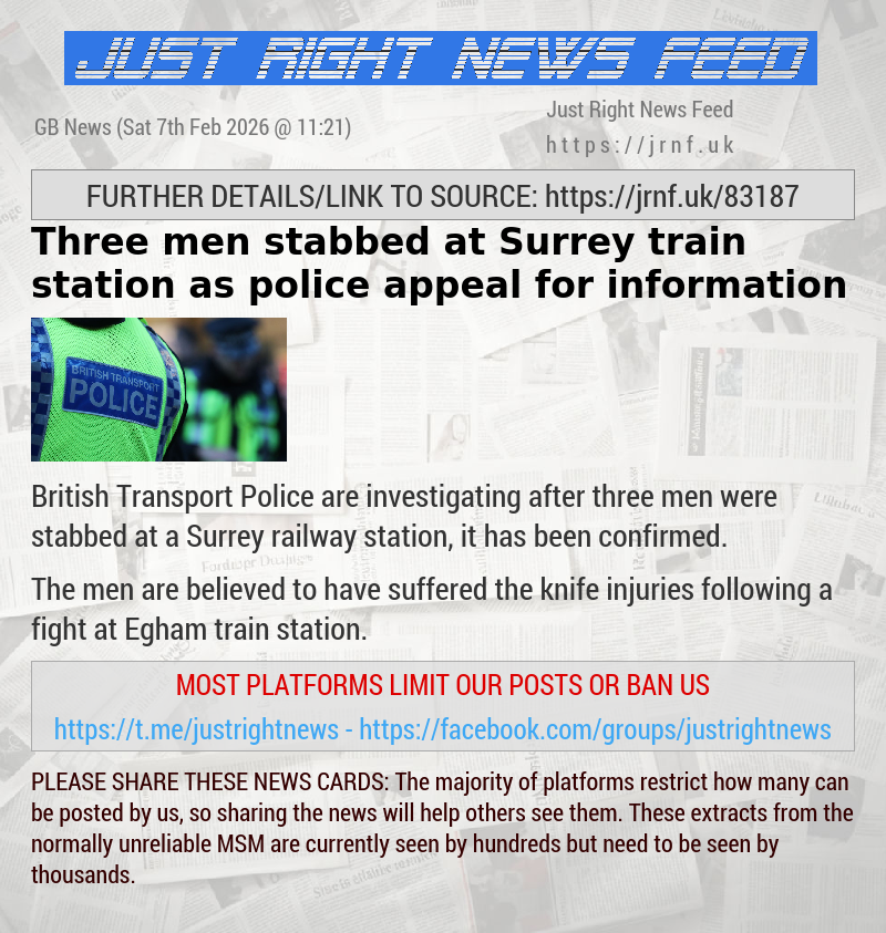 Three men stabbed at Surrey train station as police appeal for information