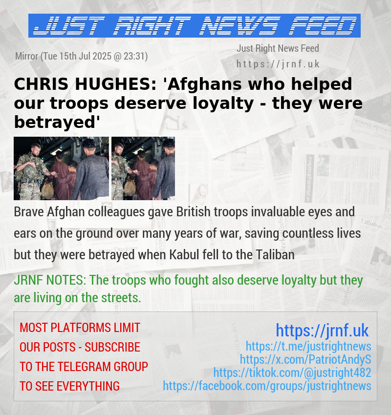 CHRIS HUGHES: ’Afghans who helped our troops deserve loyalty — they were betrayed’