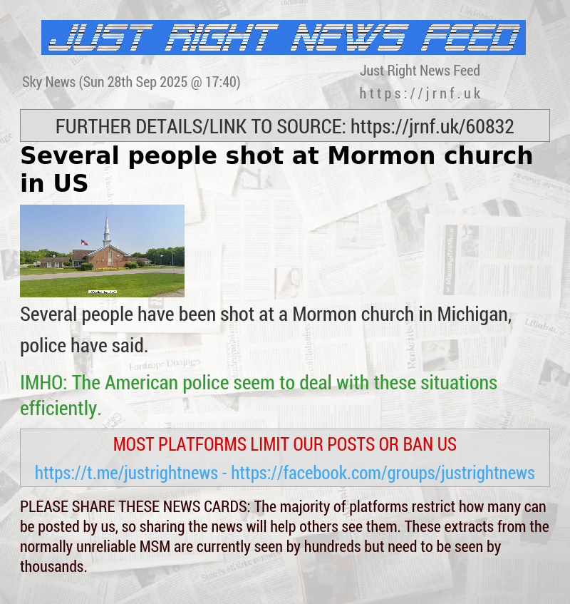 Several people shot at Mormon church in US