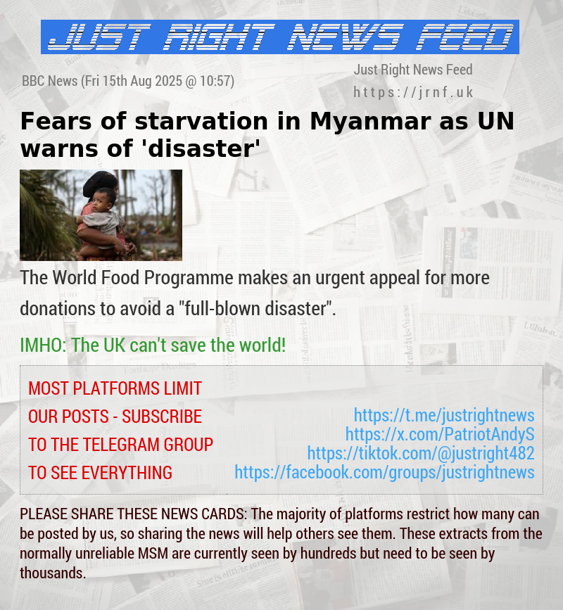 Fears of starvation in Myanmar as UN warns of ’disaster’