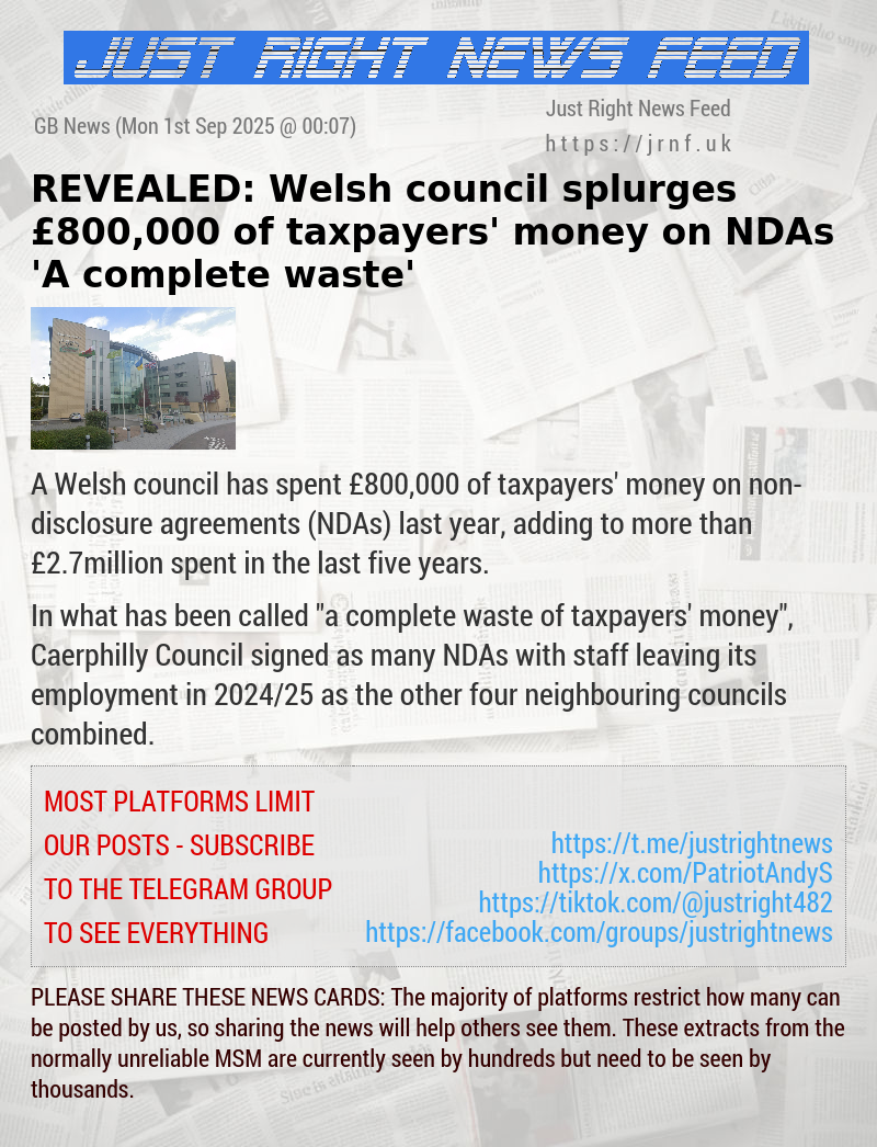 REVEALED: Welsh council splurges £800,000 of taxpayers’ money on NDAs — ’A complete waste’