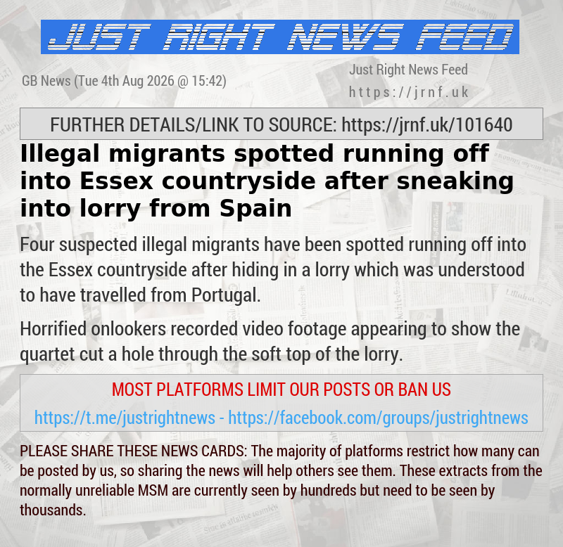 Illegal migrants spotted running off into Essex countryside after sneaking into lorry from Spain