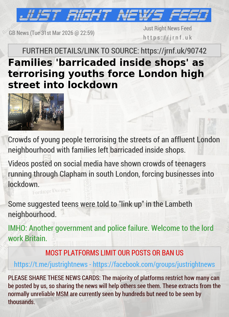 Families ’barricaded inside shops’ as terrorising youths force London high street into lockdown