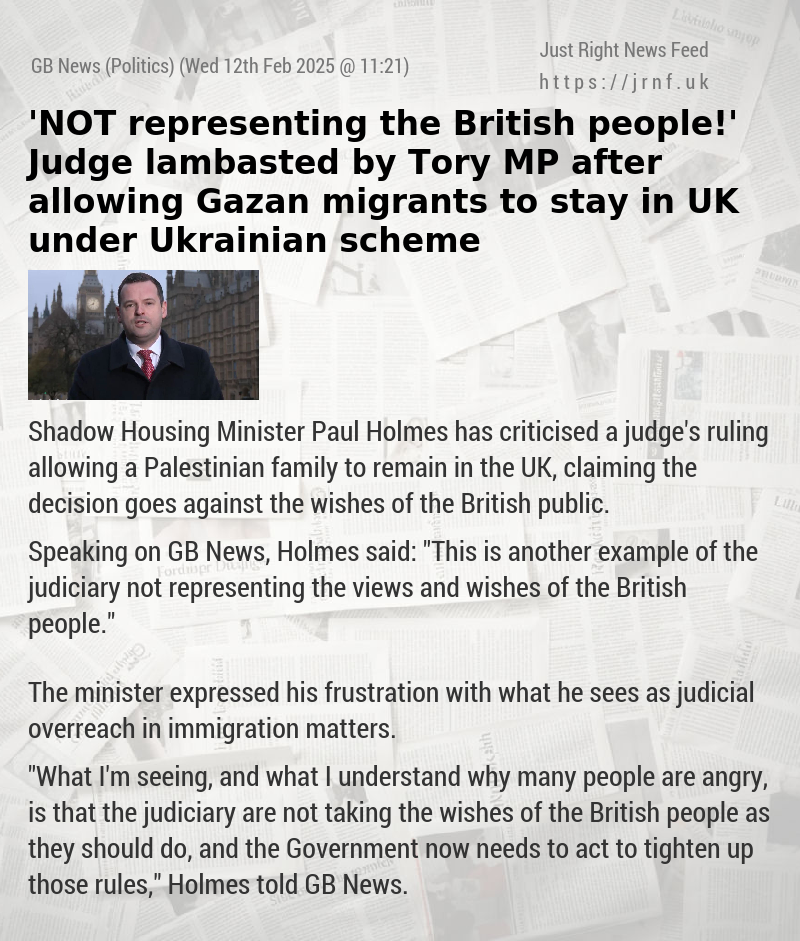 ’NOT representing the British people!’ Judge lambasted by Tory MP after allowing Gazan migrants to stay in UK under Ukrainian scheme