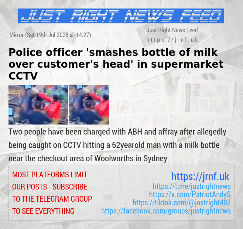 Police officer ’smashes bottle of milk over customer’s head’ in supermarket CCTV