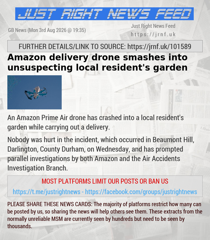 Amazon delivery drone smashes into unsuspecting local resident’s garden
