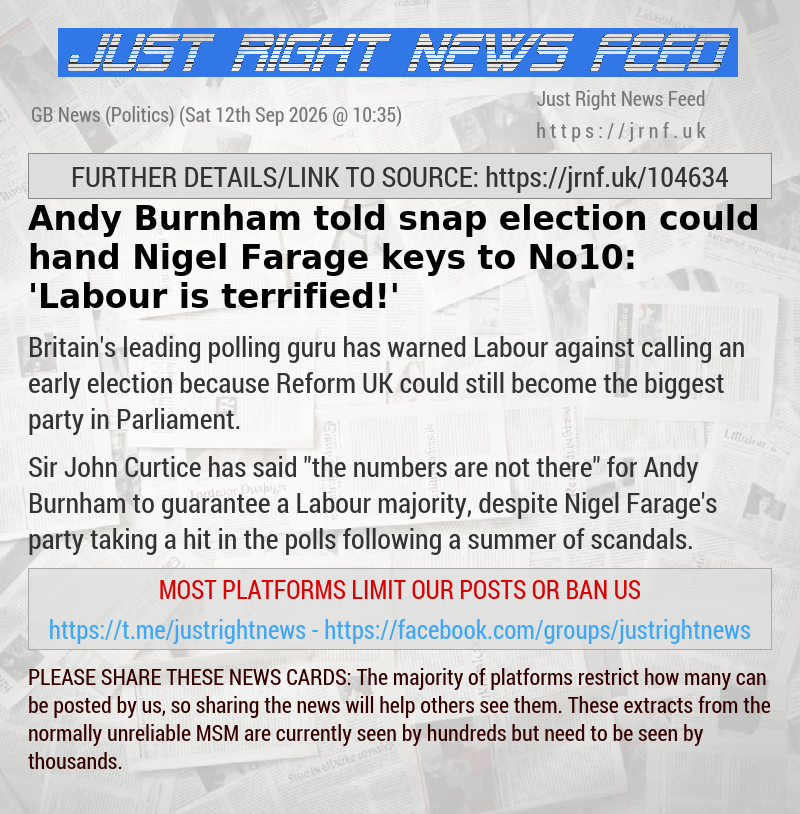 Andy Burnham told snap election could hand Nigel Farage keys to No10: ’Labour is terrified!’