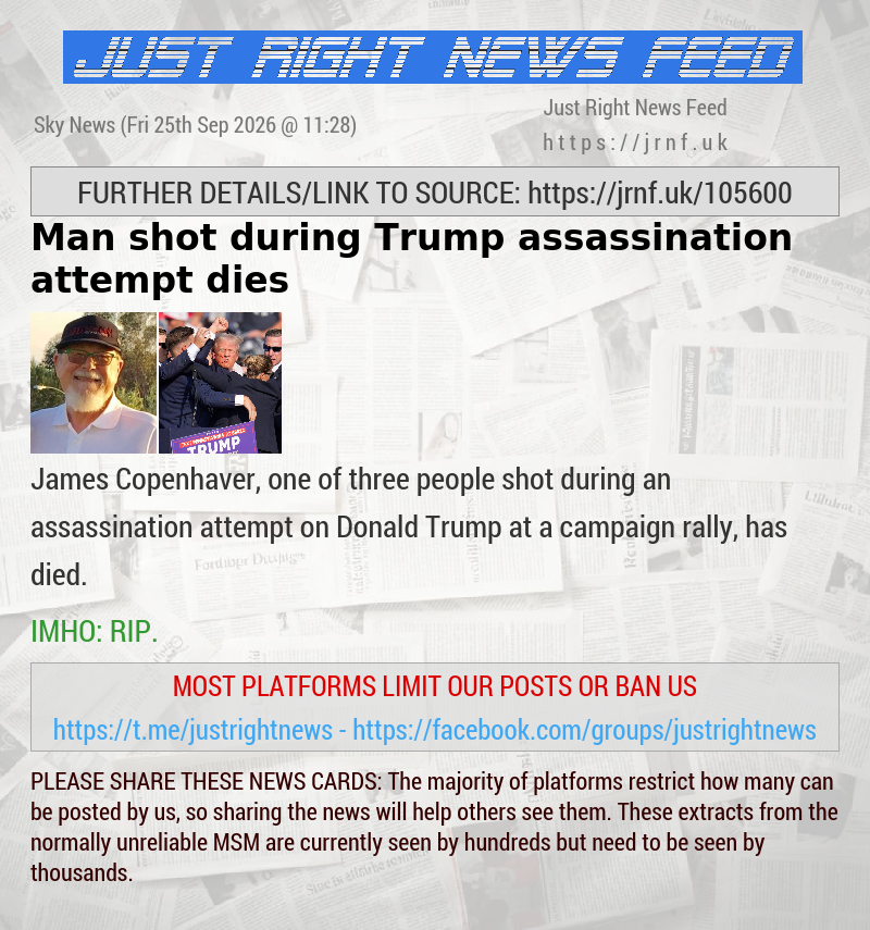 Man shot during Trump assassination attempt dies