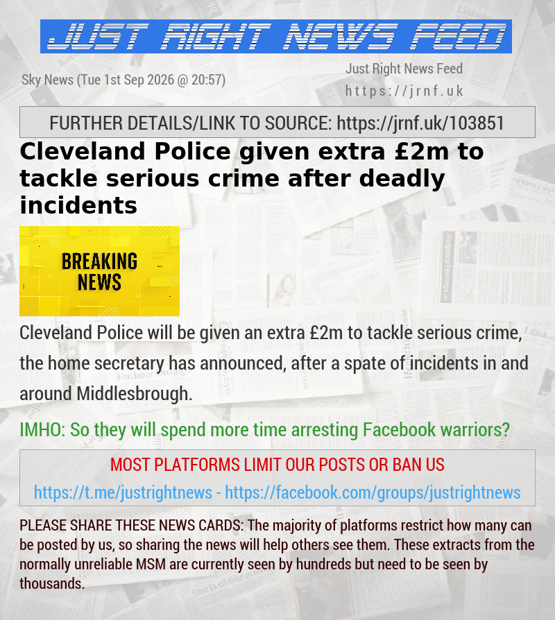 Cleveland Police given extra &pound;2m to tackle serious crime after deadly incidents
