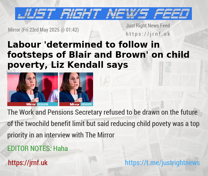 Labour ’determined to follow in footsteps of Blair and Brown’ on child poverty, Liz Kendall says